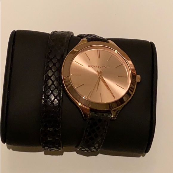 Michael Kors Accessories - Michael Kors Rose gold wrap black watch